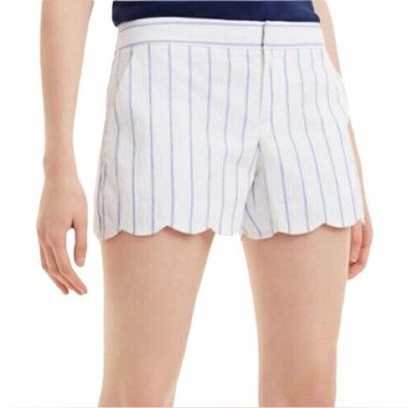Club Monaco High Waist White and Blue Shorts Sz 2 - Picture 1 of 6
